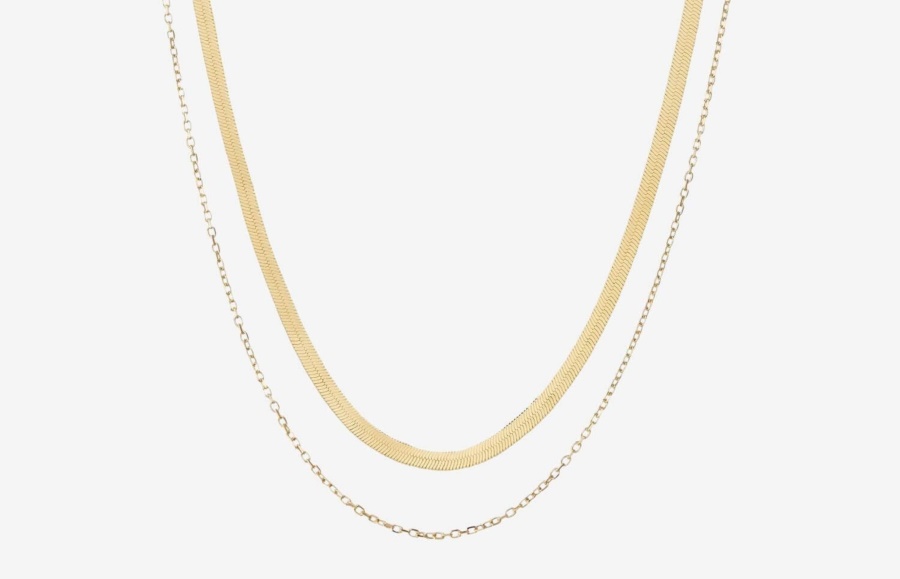 Oliver Cabell Kette Mit Fischgrätenmuster Gold